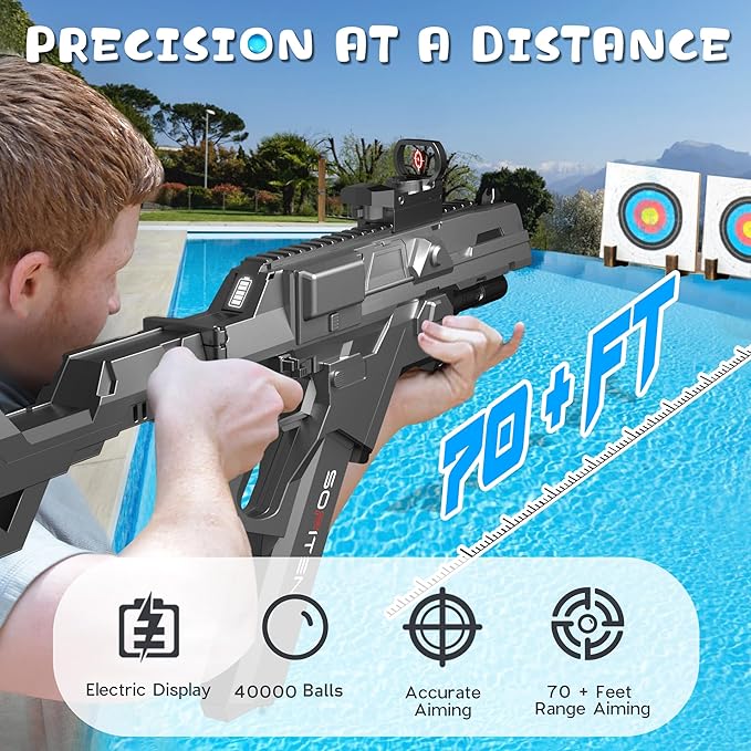 Fully Automatic Gel Ball Blaster Gun High Speed 180+ FPS Electric Gel Gun for Outdoor Shooting Game Summer Gifts Ages 14 & Up