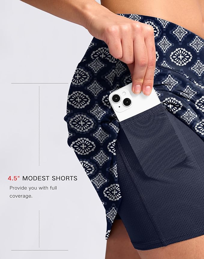 16" Skorts with 2 Pockets | Side Slits, High Waisted, A Line, Casual, Pickleball, Athletic, Golf, Tennis Skirt, for Women
