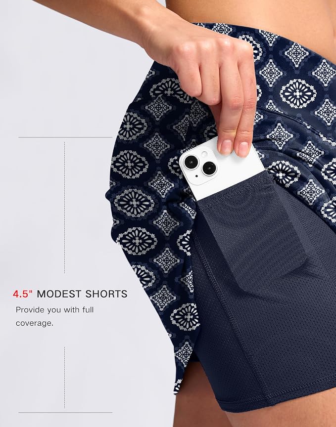 16" Skorts with 2 Pockets | Side Slits, High Waisted, A Line, Casual, Pickleball, Athletic, Golf, Tennis Skirt, for Women