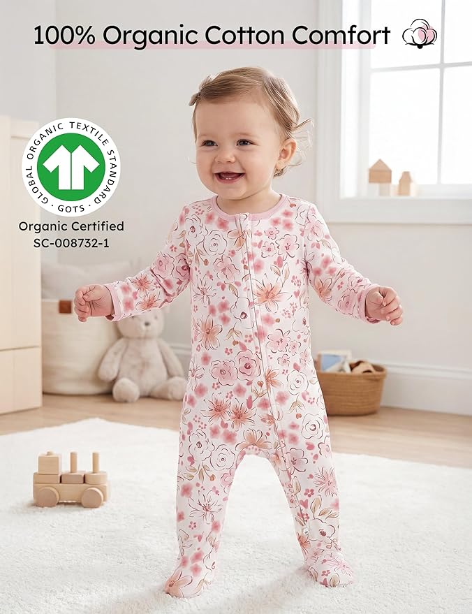 Yoofoss Baby Pajamas 100% Organic Cotton Baby Sleepers for Newborn 0-3 3-6 6-9 Months Boys Girl Clothes 3pcs Footed PJs