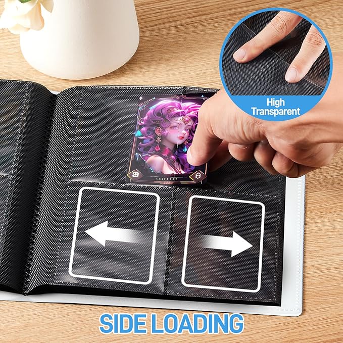 Card Binder, Upgraded 4 Pockets Trading Card Collection Binder for Cards, 160 Pockets Mini Card Book Holder Album - White