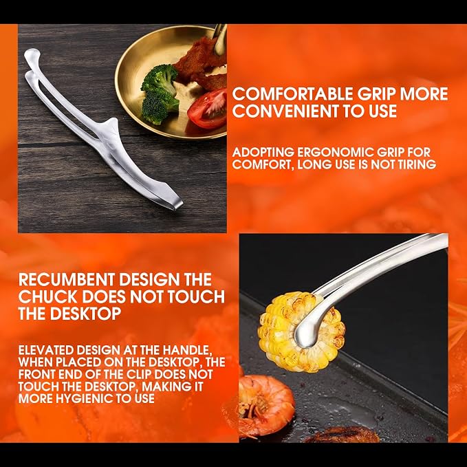 5 Pcs BBQ Tongs Stainless Steel Korean Japanese Grilling Tongs Set | Bbq tongs, self-standing design, dishwasher safe, ergonomic handle, for Korean BBQ, Japanese yakiniku, grilling, camping.
