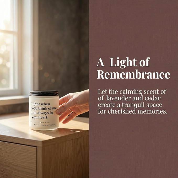 Sympathy Gifts for Loss of Loved One, Memorial Gifts for Mom Dad Grandpa Grandma -7oz Lavender Scented Soy Wax Candle, Bereavement, Grief, Think of You, Miscarriage, Get Well Candle for Women Men