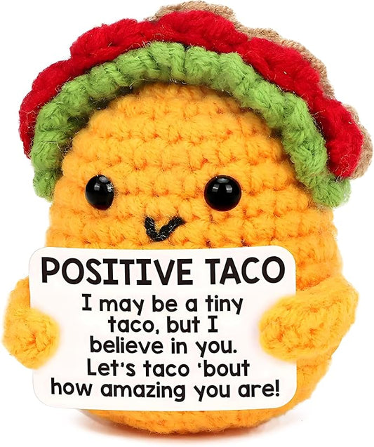 KatchOn, Mini Positive Crochet Taco | Christmas Birthday Gifts for Women, Men, Mom, Dad, Son, Daughter, Sister, Friends, Coworkers | Thanksgiving Basket Stuffers | Desk Home Decor Emotional Support
