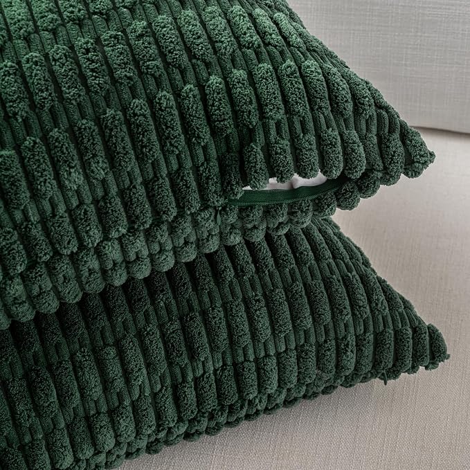 Fancy Homi 4 Packs Decorative Throw Pillow Covers for Living Room Couch Bed, Modern Farmhouse Boho Home Décor Accent Cushion Case, 16" x 16", Forest Green
