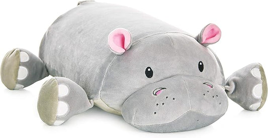 Cuddly Memory Foam Pillow Plush with Belly Pocket, Kids Pillow for Hugging Sleeping & Storing Diary, 15” Stuffed Animal & Journal Set - Gloria The Hippo