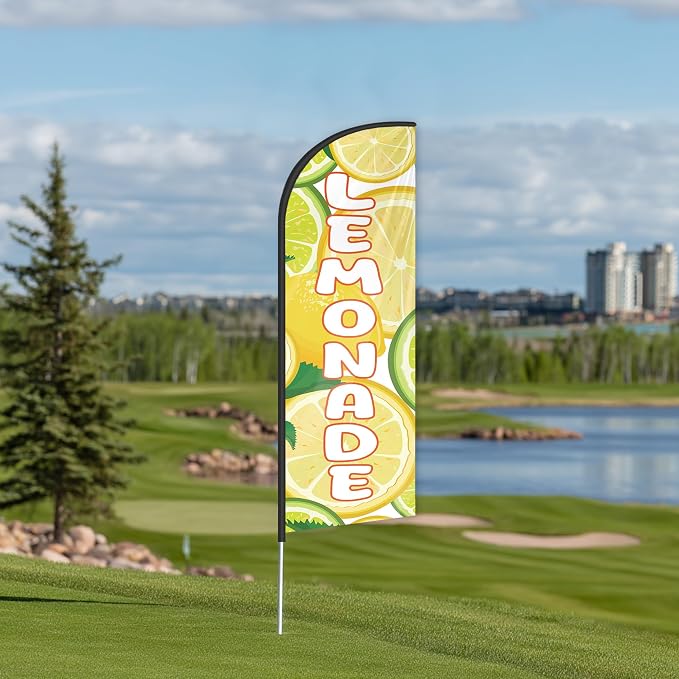 Lemonade Feather Flag for Storefronts Fairs,6 FT (Flagpole Not Included) | Business Advertising Flag
