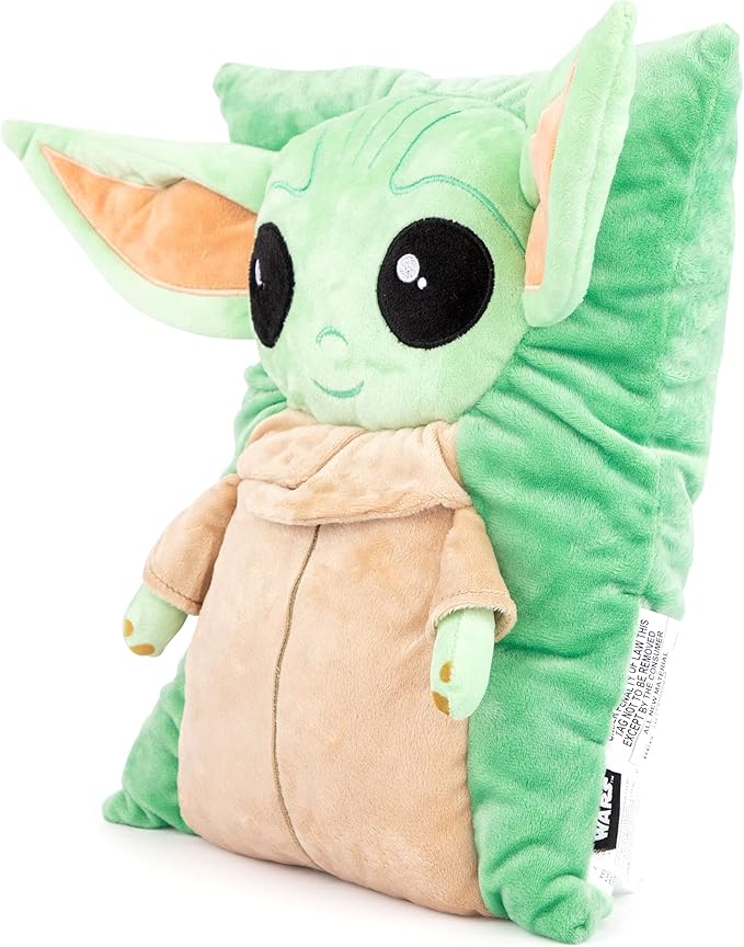 Jay Franco Star Wars The Mandalorian Baby Yoda Grogu 3D Snuggle Pillow - Super Soft – Measures 15 Inches (Official Star Wars Product)