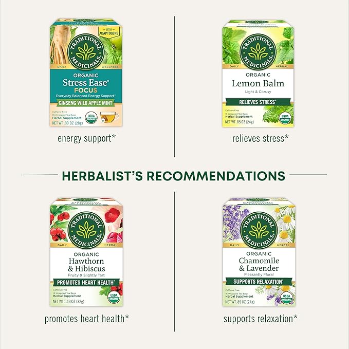 Traditional Medicinals Organic, Rosy Mood, Damiana & Butterfly Pea Flower - Uplifting Mood Support - Kosher, Non-GMO, Caffeine-Free, Compostable - 16 Tea Bags (Pack of 2)
