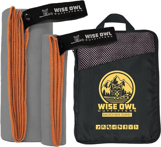 Wise Owl Outfitters Microfiber Camping Towel - Quick Dry Towel for Travel, Backpacking, Hiking, Beach, Gym & Yoga - Compact, Fast Drying & Lightweight