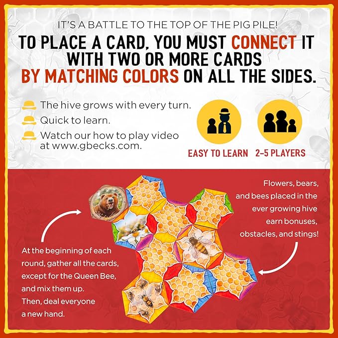 Grandpa Beck's Games The Bears and The Bees | Strategic Tile Laying Card Game for Kids, Teens, Family & Adults | from The Creators of Cover Your Assets | 2-5 Players Ages 7+