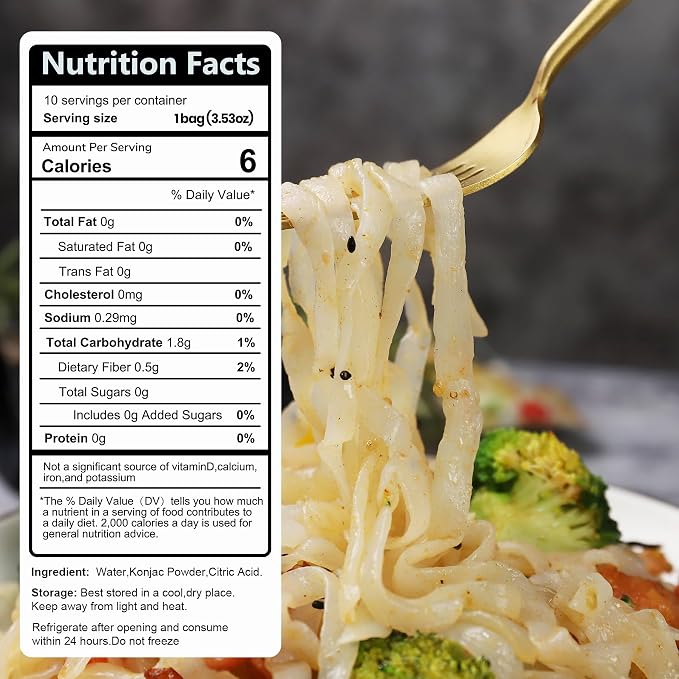 Hethstia Konjac Noodle Low-Carb Fettuccine Shirataki Noodles Keto Low Calorie Pasta Gluten Free, Vegan, Paleo-Friendly (5 oz, 10-Pack) | Low Calorie Pasta, Gluten Free, Vegan, Fat-Free, 0 Sugar, Paleo-Friendly (5 Oz, 10-Pack)
