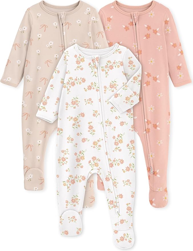 Yoofoss Baby Pajamas 100% Organic Cotton Baby Sleepers for Newborn 0-3 3-6 6-9 Months Boys Girl Clothes 3pcs Footed PJs