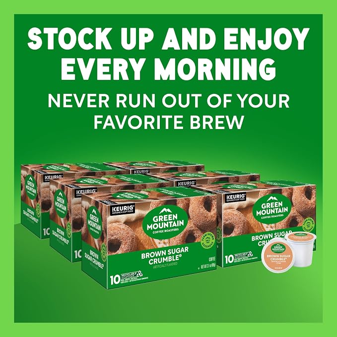 Green Mountain Coffee Roasters Brown Sugar Crumble Keurig Single-Serve K-Cup pods, Medium Roast Coffee, 60 Count (6 Packs of 10)