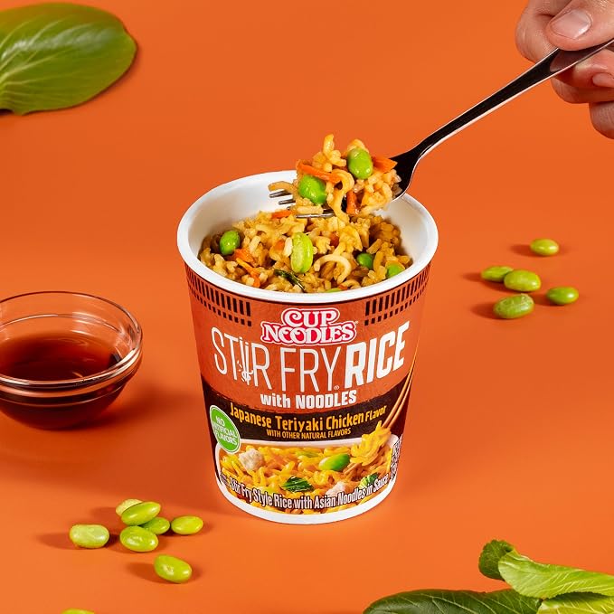 Nissin Cup Noodles Stir Fry Rice with Noodles, Japanese Teriyaki Chicken, 2.75 Ounce (Pack of 6)