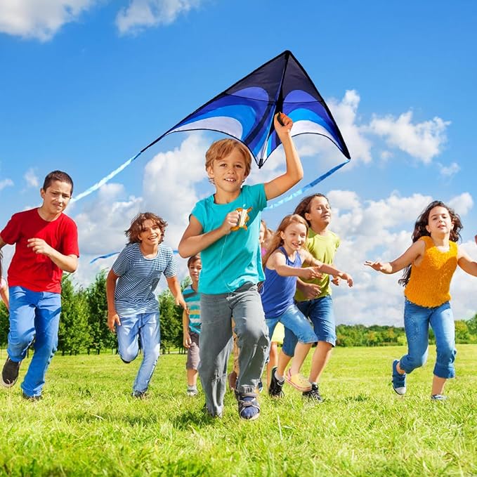 Delta Kite Set for Kids and Adults,Extremely Easy to Launch for Beginners, Perfect for Beaches and Parks,ites for Beach Trip Park Family Outdoor Games and Activities (Speed Triancle - BL, 1)