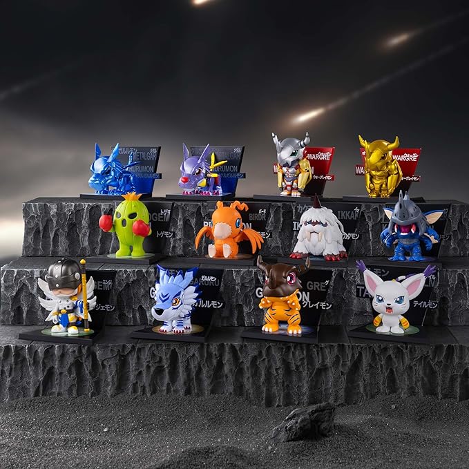 POP MART Digimon Adventure Fridge Magnet Series Blind Box Figures, Random Design Action Figures Collectible Toys Home Decorations, Holiday Birthday Gifts for Girls and Boys, Single Box
