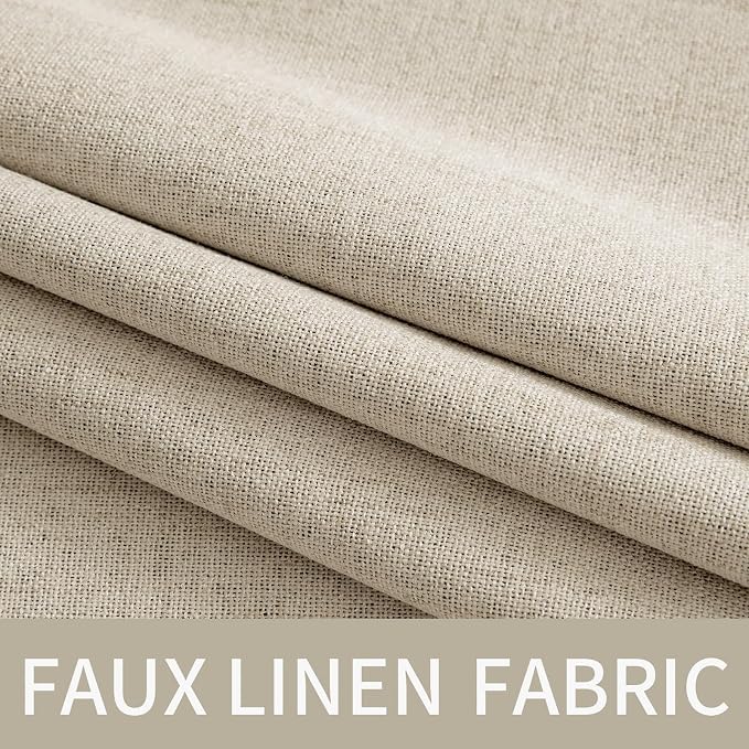 MIULEE 100% Blackout Linen Curtains for Bedroom Thermal Insulated Stone Grommet Room Darkening Curtains & Drapes Fall Decor for Living Room 52 x 96 Inch (2 Panels)