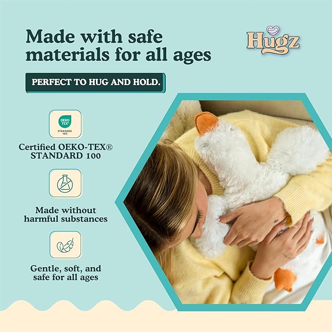 Hugz Official Quackers The Duck – Premium Weighted Stuffed Plushie 3.8 lb for Adults & Kids – Microwavable Stuffed Animal – Heatable & Coolable – Super Soft Fur – Gift Ready Tube Packaging