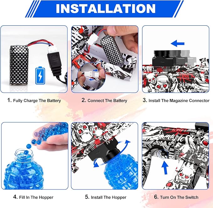 Anstoy Gel Ball Blaster, Splat Gun Toy Automatic for Outdoor Activities-Shooting Team Game, Christmas, Halloween, Birthday Gifts for Ages 14+ (Red)