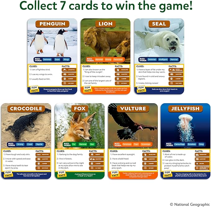 Skillmatics Guess in 10 National Geographic Animals, Educational Card Game for Kids & Families, Animal Trivia & Travel Game, Gifts for Ages 6, 7, 8, 9 and Up