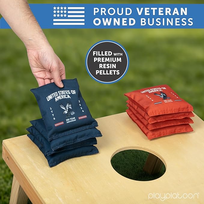 Professional Cornhole Bags - Set of 8 Regulation All Weather Double Sided - Sticky Side/Slick Side Bean Bags for Pro Corn Hole Game