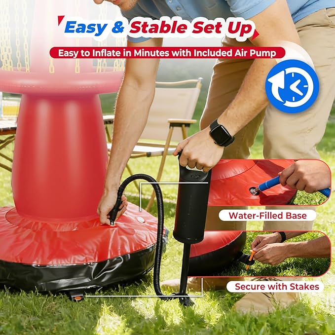 EKEPE Inflatable Disc Golf Basket - Inflatable Throwing Game for Kids and Adults, Portable Disc Golf Target Set with 6pcs Disc Golf Disc and Carry Bag for Backyard, Indoor or Outdoor