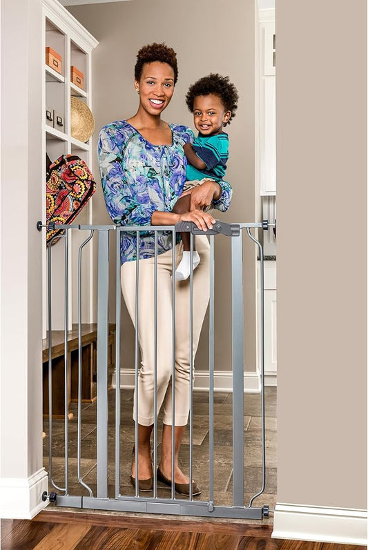 Regalo Safety 36” Extra Tall Baby Gate for Doorways & Bottom of Stairs, Pressure Mount Safety Gate for Babies, Toddlers & Pets, Tested & Safe for 30 Years, American Designed, American Owned, Platinum