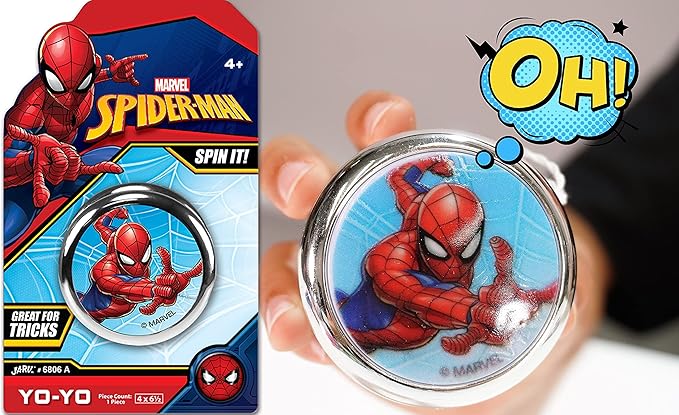 JA-RU Marvel Avengers & Spiderman Beginner Yoyo (4 Yoyos) Super Hero Yoyo for Kids, Boys & Girls. Auto Return & Responsive Yoyo. String Trick. Classic Vintage Toy Gifts & Stocking Stuffers. 6806-4