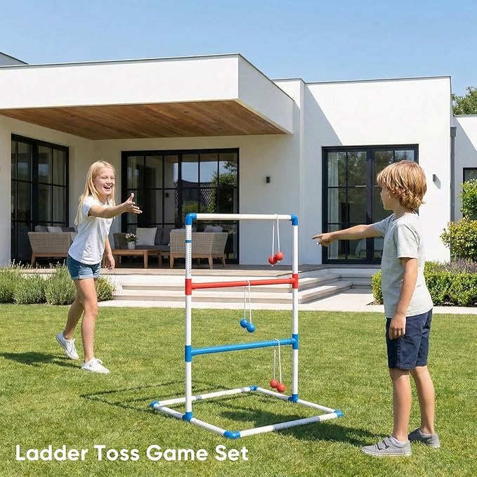 OLIXIS Ladder Ball, Golf Tossing Ball Set for Ladder Toss Game, Ladderball Outdoor Games for Lawn & Backyard for Adults & Kids, Complete with 6 Bolas, Scoreboards & Carry Bag