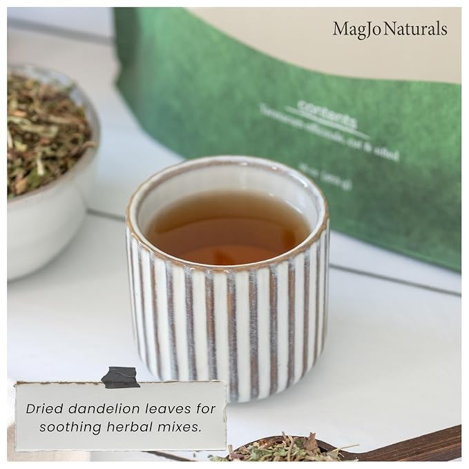 MagJo Naturals Wild-Harvest Dandelion Leaf (16 ounces) Cut & Sifted, Non-irradiated, Taraxacum officinale, Bulk 1 Pound, herbal infusion, te diente de leon organico