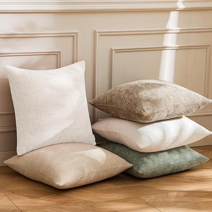 a moment Christmas White Chenille Throw Pillow Covers 22x22 Inch Pack of 2 Modern Decorative Throw Pillow Covers Farmhouse Cross Covers Home Decor for Sofa Bedroom Living Room