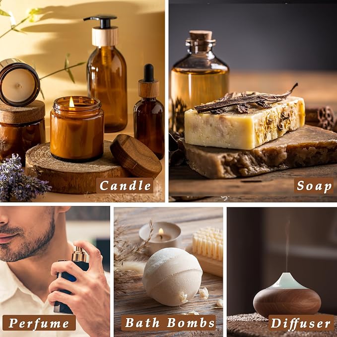 Lush Leather Fragrance Oil, ESSLUX 100ml 3.3 oz Large Single Scented Oils, Aromatherapy Essential Oils for Home for Diffuser, Massage, Soap, Candle Making Scents