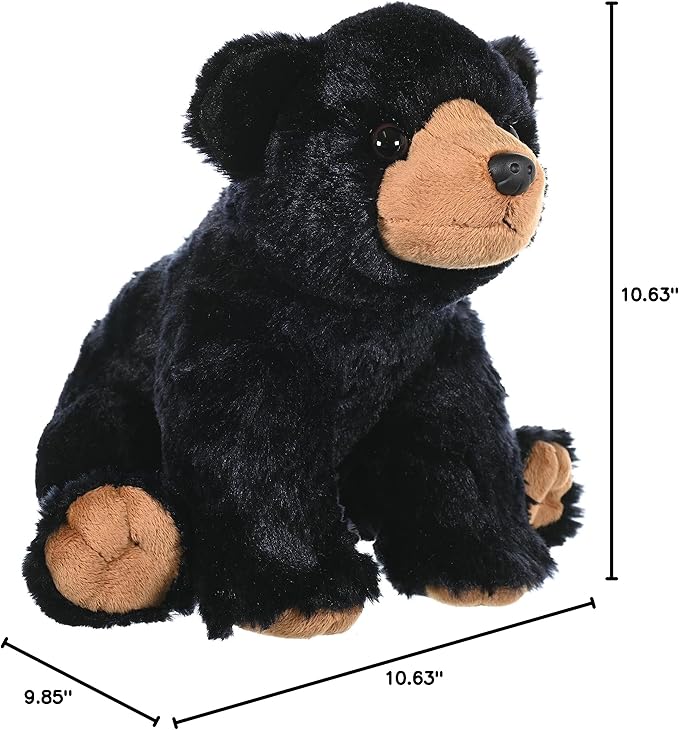 Wild Republic Black Bear Plush, Stuffed Animal, Plush Toy, Gifts for Kids, Cuddlekins 12 Inches
