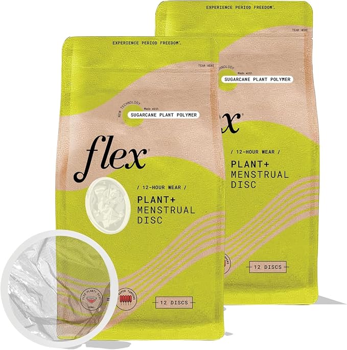 Flex Plant Plus Disc | Plant-Based Disposable Period Discs | Tampon and Cup Alternative | Capacity of 5 Super Tampons | Menstrual Disc Made with Medical-Grade Plant Polymers | 24 Count (2)