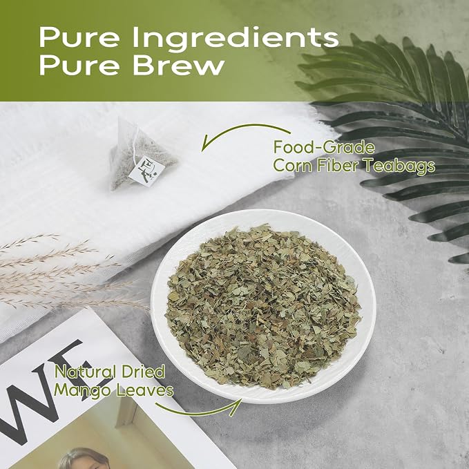 FullChea - Mango Leaf Tea Bags, 60 Count, Dried Mango Leaves | 100% Premium mango leaves, non-GMO, caffeine-free, traditionally enjoyed as a soothing herbal infusion