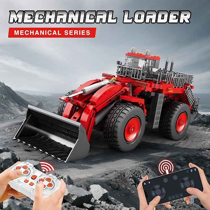 Bulldozer Building Blocks Set 22010, Engineering Vehicle Model Kit for Adults, Remote Control Excavator Toy with 4-Wheel Drive, Gifts for Kids Ages 14+, 1876 Pieces