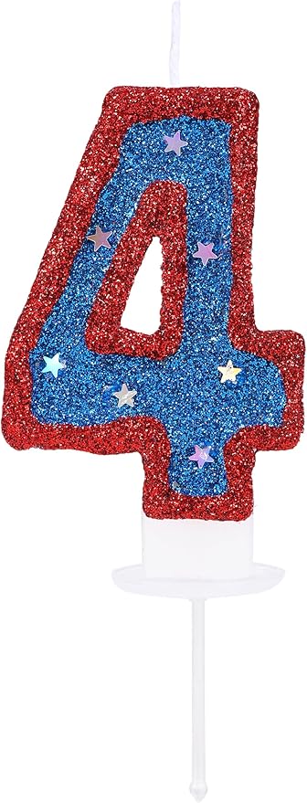 Number 4 Candle Birthday Boy Girl 4 Years Old Cake Topper, Blue Captain Hero 4 Birthday Candle for Kid's Superheroes Theme Party Cake Decoration
