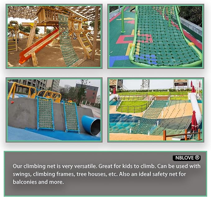 Outdoor & Indoor Premium Climbing Net - 8 Sizes Polyester Fiber. Easy Install with Extras. Handcrafted & Practical. Ideal Gift. (4ft x 12ft)