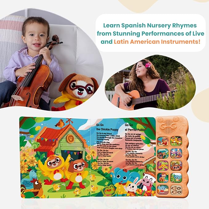 GO GO Spanish Musical Book Vol 3: 9 English and Spanish Books for Kids, Bilingual Toys for Toddlers 1-3, Learning Toys for Toddlers 1-3, Libro Interactivo para Niños