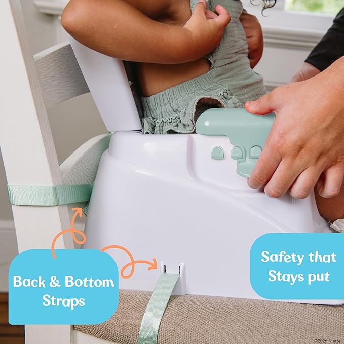 Fisher-Price™ Feeding Booster Seat for Toddlers, Adjustable Tray, Portable High Chair with Safety Straps, Folds for Travel, Ages 1+