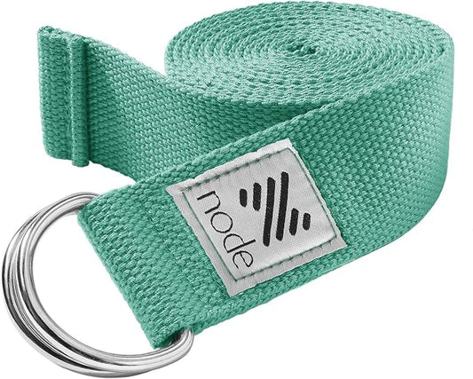 7-1/2' Yoga Strap for Stretching, Woven Cotton Blend Yoga Strap with Adjustable D-Ring Buckle for Exercise, Therapy and Fitness