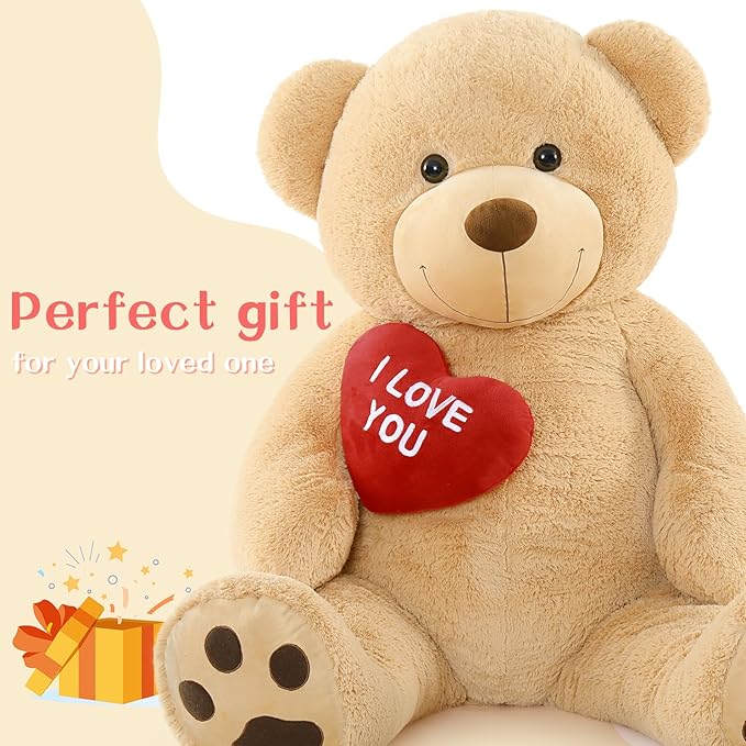 Tezituor 5ft Giant Teddy Bear Stuffed Animals - “I Love You”Red Heart Human Size Teddy Bear for Girlfriend,Boyfriend,Wife,Lover-Birthday, Anniversary, Valentines