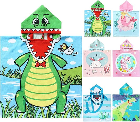 NovForth Kids Beach Towel for Boys Girls, Alligator Hooded Bath Towel Wrap, Toddler Pool Towel with Hood