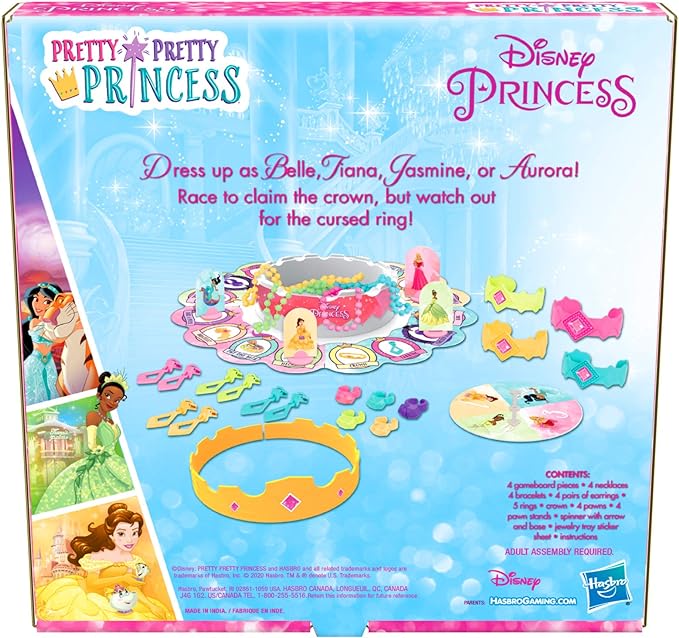 Hasbro Gaming Pretty Pretty Princess: Edition Board Game Featuring Disney Princesses, Jewelry Dress-Up Game for Kids Ages 5 and Up, for 2-4 Players (Amazon Exclusive)
