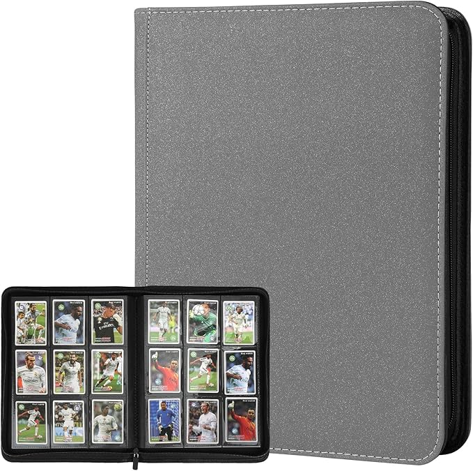 Trading Card Binder 9 Pocket, GERMUN PU Cover Card Binder for 540 Cards, Premium Trading Card Collection Binder, Double Sided Pocket Card Album for MTG, TCG (Grey)