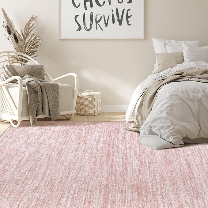 Nakagishi Boho 5x8 Area Rug Living Room Rugs Machine Washable Pink | Soft, Pet & Kid Friendly, Carpet for Living Room/Bedroom/Office/Kitchen/Nursery, Daily Home Decor Stain Resistant Moroccan