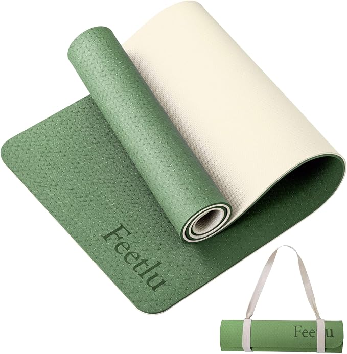 Extra Thick Yoga Mat with Carry Strap, 10mm Non-Slip Exercise Mat, 72 x 24 Inch Cushioned Workout Mat for Yoga, Pilates, Stretching & Floor Exercises