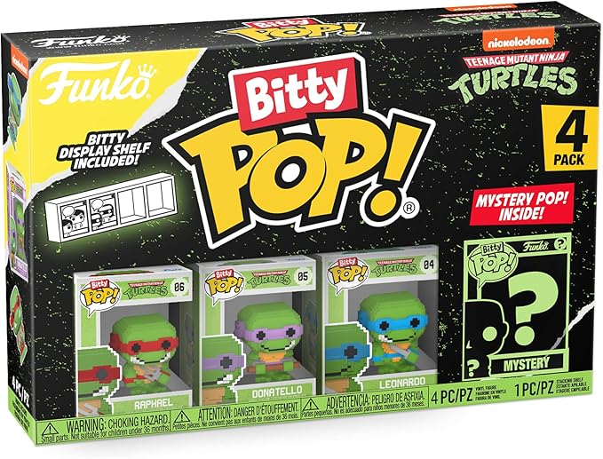 Funko Bitty POP! Teenage Mutant Ninja Turtles (TMNT) - Shredder, 4-Pack - 8-Bit Raphael, 8-Bit Donatello, 8-Bit Leonardo and A Surprise Mystery Mini Figure - 0.9 Inch (2.2 Cm) Collectable - Gift Idea