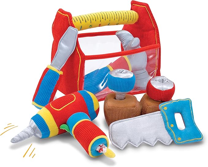 Melissa & Doug Toolbox Fill and Spill Toddler Toy with Vibrating Drill (9 pcs)